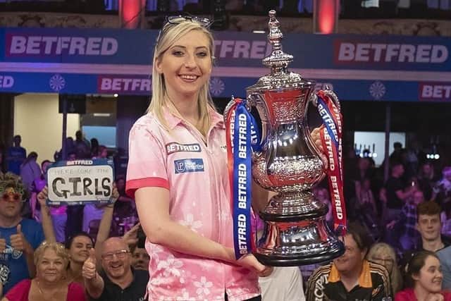Fallon Sherrock won the inaugural Betfred Women's World Matchplay at the Winter Gardens in 2022 Picture: Taylor Lanning/PDC