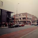 This scene looks down Corporation Street towards the Grand Theatre. The entrance to Birley Street is on the left. This was possibly mid-90s. Note the queue to the cash machine at the Nat West