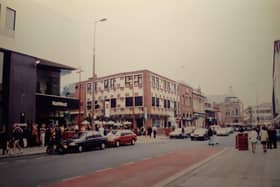 This scene looks down Corporation Street towards the Grand Theatre. The entrance to Birley Street is on the left. This was possibly mid-90s. Note the queue to the cash machine at the Nat West