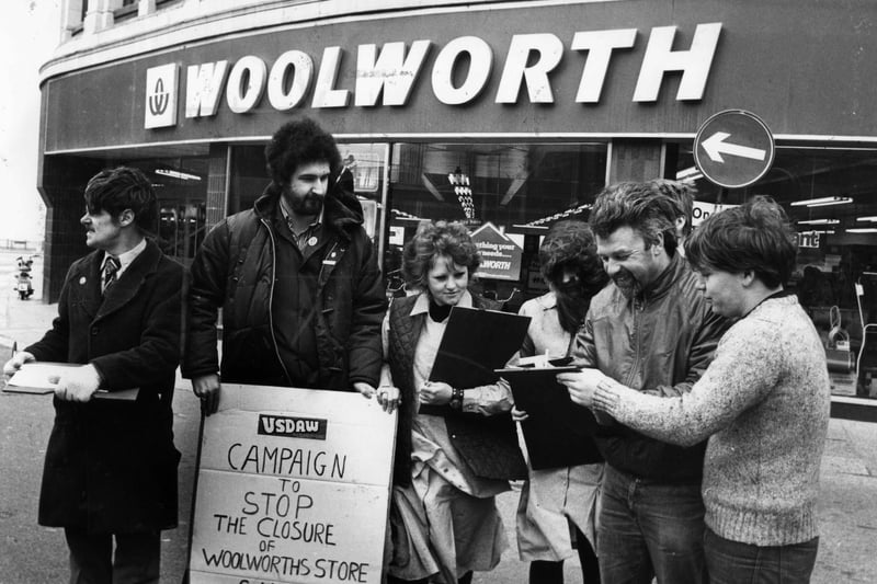 Assistants from the Bank Hey Street branch of Woolworths collected 500 signatures in three hours for a petition protecting against the sale of the store