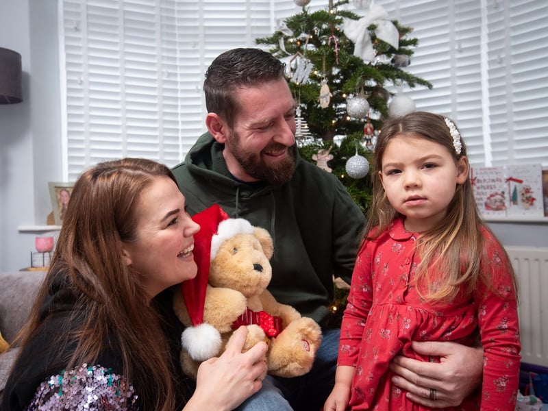 Christmas at home with 4-year-old Mabel Gregson and mum and dad Chris and Cheryl.