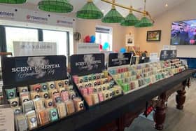 Some of Kaz’s products at the fundraising sale for Rosemere Cancer Foundation