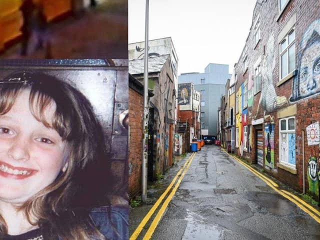 Charlene Downes and the alleyway off Abingdon Street, Backpool,  said to be where she was last seen