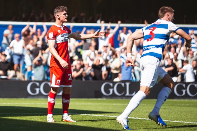 Middlesbrough's Darragh Lenihan protests against Queens Park Rangers second goal during the Sky Bet Championship match at Loftus Road, London. Picture date: Saturday August 6, 2022. PA Photo. See PA story SOCCER QPR. Photo credit should read: Rhianna Chadwick/PA Wire.