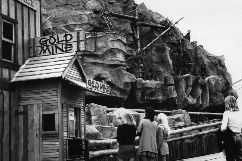 The Gold Mine at Blackpool Pleasure Beach, modelled on the Californian gold rush mines of Sierra Nevada. This photo was just before it was due to open in October 1971