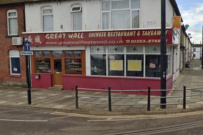 Great Wall / 29 - 33 Bold Street, Fleetwood FY7 6BW / Google reviewers have scored the business 4.2 stars out of 5 / The restaurant was also visited by food hygiene inspectors on January 24, 2022 and was handed a 4 star rating.