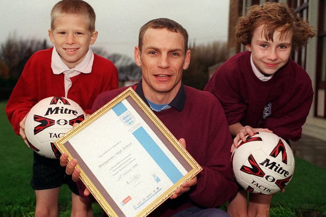 Paul Morton was the football coach and had  been given a charter mark by the F.A. He is pictured with Craig Hunt (11) and Janie Hodge (11)