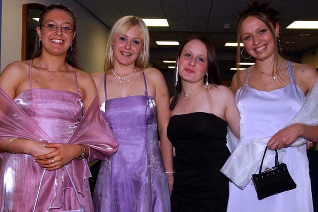 Chaucer school prom, Hillsborough
Cherie England-Clewes, Sian Broadley, Kirsty Hill and Genette Young.
Weds 14th Mazy 2003