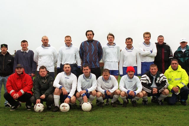 The Athletico team, 1996. Back L-R Gary Mosson, Dave O'Neill, Nick Coltas, Paul Brock, Pete Hebden ,Chris Mills, Howard Wilson, Gary Adams, Chris Hayes, Barry Hadgraft and Simon Moran. Front L-R Andy Edwards, Peter Smith, Dave Shields, Ian Hadgraft, Shaun Beasley, John Cookson and John Bridges