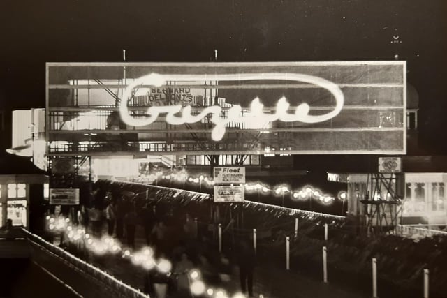 The Gazette's name in lights in this North Pier photo from 1982