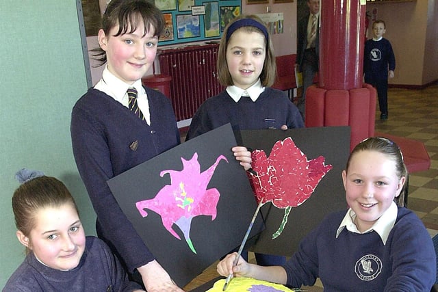 Some of the Stanley Junior School Young Seasiders prepare their exhibits, from left, Kerry Tuck, Rowan Pill, Sophie Holding and Chloe Wharton