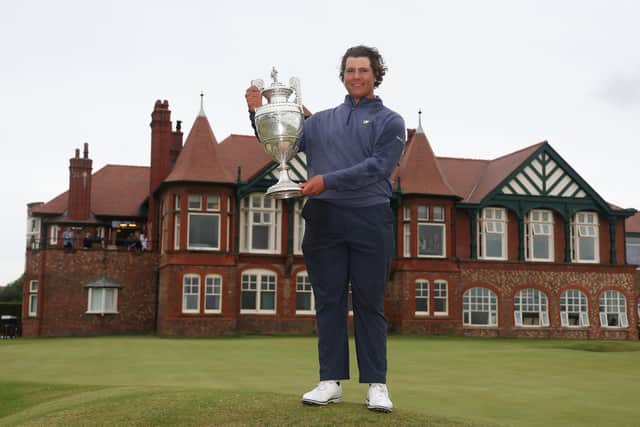 Aldrich Potgieter with the Amateur Championship trophy at Royal Lytham and St Annes  Picture: Matthew Lewis/R&A/R&A via Getty Images