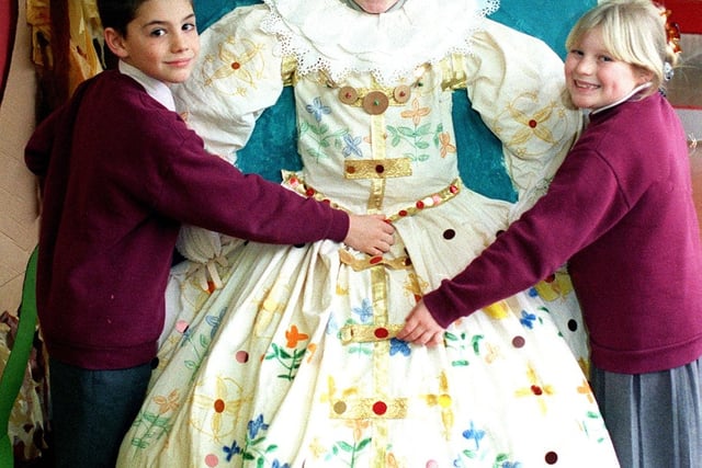 Blackpool Grange Park Junior School pupils with one of their Young Seasider exhibits in 1998. From left, James Hudson, Emma Greenwood and Stephanie Harrison