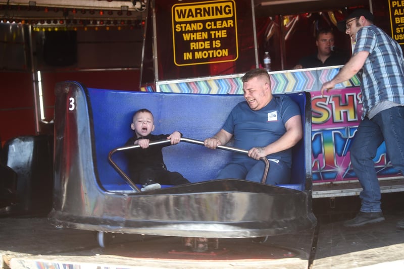 This pair are certainly enjoying themselves on one of the rides during some Easter fun fair at Anchorsholme Park