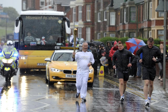 The Olympic Flame en-route through Fleetwood