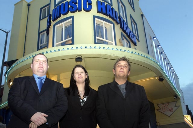 Pictured outside the Music Hall Tavern, Blackpool are L-R Darren Britwell, Kim Bowell and Dave Pope