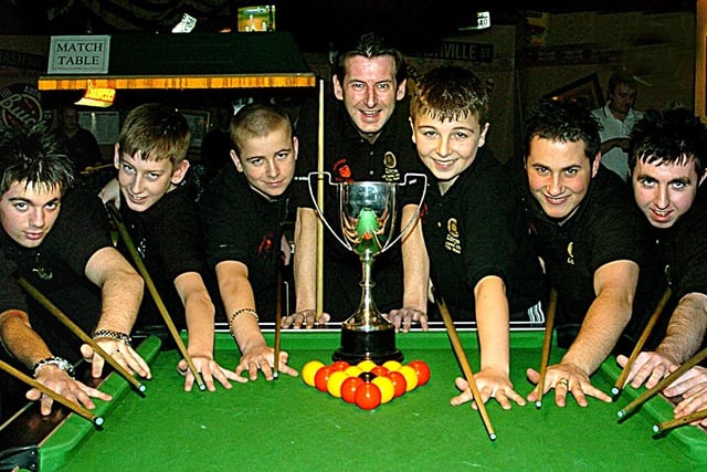 Blackpool pool players who (as part of the Lancashire team) won the National Under 18 Junior Championships. From left, Stuart Bewley, Grant Massey, Daryll Truelove, Mark Massey (manager), Robert Truelove, Kevin Royle, and Danny Thomson. Picture taken at Rileys, Church Street, Blackpool