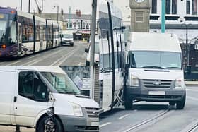 A van was involved in a collision with a tram in Lord Street, Fleetwood (Credit: Martin Gardner)