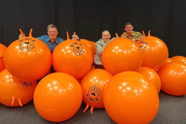 David Kay (left) with other space hopper champs Dr Martin Mienczakowski and Roger Auster