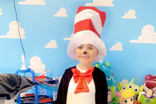 Frankie Joe, age 3, as iconic Dr Seuss character the Cat in the Hat.