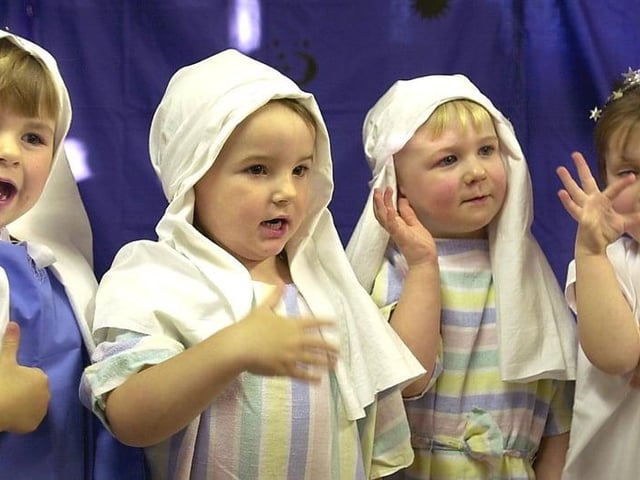 Children signing "Twinkle Twinkle Little Star" for their concert at Ashcroft Day Nursery, Whitegate Drive, Blackpool, 2002