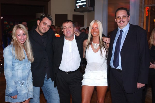 Opening night of  Sanctuary bar in Talbot Square, 2004. L-R are Alex Jones, Dave Pope, Pete Schofield, Melissa Fairbank and Steve Marshall