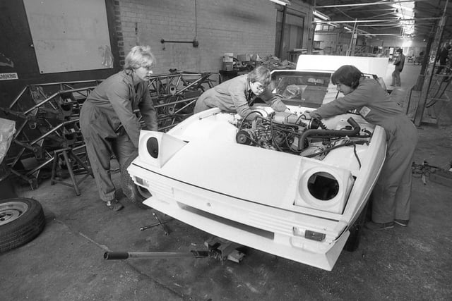 Working on a TVR sports car at the factory on Bristol Lane, Blackpool