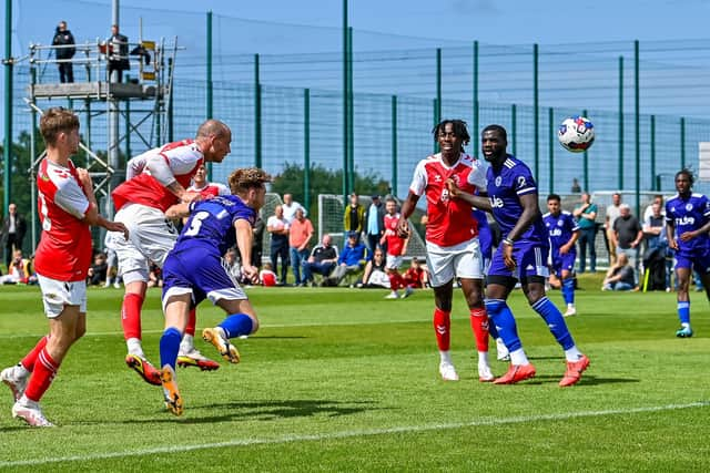 Joe Garner scores for Fleetwood against Halifax  Picture: ADAM GEE