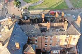 Two casualties were rescued from a flat fire above the Mount Hote in Fleetwood. Image: aerial shot captured by the LFRS drone team