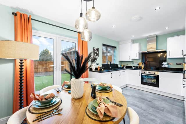 The kitchen diner in Wain Homes' Trevithick show home at Linley Grange in Stalmine