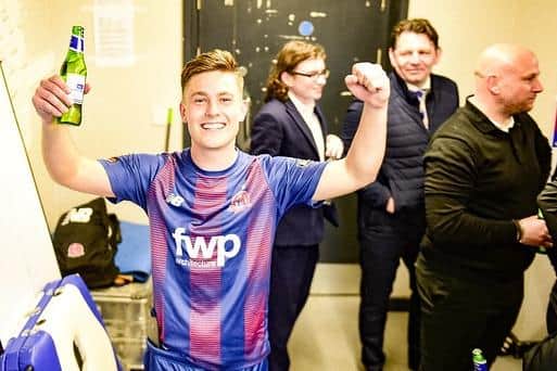 Nick Haughton enjoys AFC Fylde's promotion to the National League and now has a new contract to celebrate too