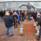 A memorial service for Blackpool FC fan Tony Johnson took place outside the Bloomfield Road stadium