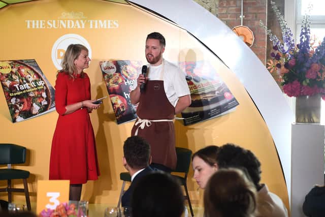 Laurel Ives and chef Steve Edwards during the Sunday Times Dish Magazine Lunch at Advertising Week Europe 2016 at Picturehouse Central on April 21, 2016 in London, England