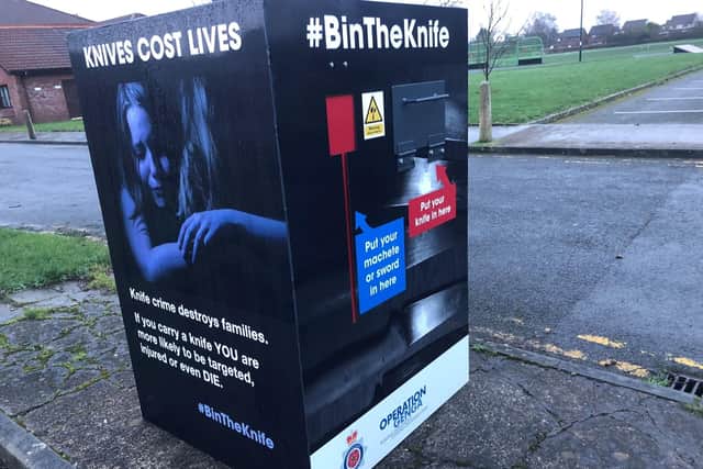 Police recovered 290 blades from knife bins in Edgerton Road, Mereside and Revoe Library (Credit: Lancashire Police)
