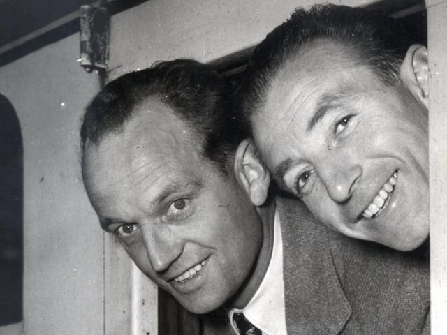 Skipper Harry Johnston and Stanley Matthews pictured leaving Euston Station