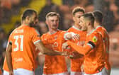 Blackpool's Jerry Yates celebrates scoring the opening goal with teammates

The EFL Sky Bet Championship - Tuesday 14th March 2023 - Blackpool v Queens Park Rangers - Bloomfield Road - Blackpool