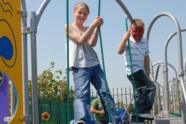 These children were enjoying the new playground equipment at Biddick Hall Infant School in 2008.