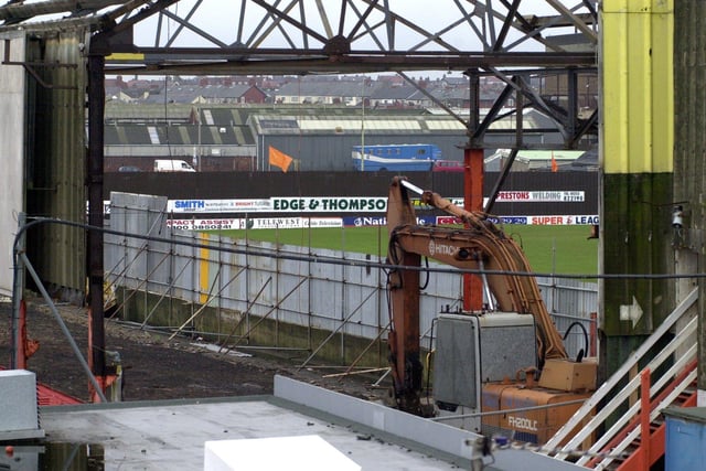 Work underway to dismantle the old stand in 2001