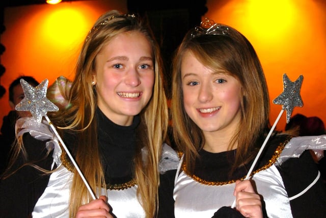 The lights are turned on by Mayor of Wyre Alan Vincent and Garstang Mayor Gordon Harter at the 2009 Garstang Christmas lights switch-on. Pictured are: Rebecca Old, 13, and Ellie Hardman, 13, from the Garstang School of Dance