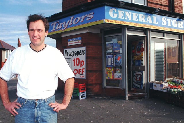 Taylors General Store in Park Road Blackpool. Pictured is Gary Taylor outside the shop in 1999