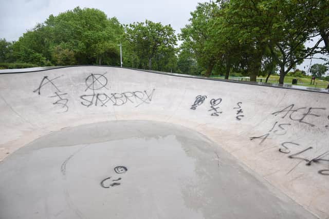 Graffiti on the new skate park in Stanley Park
