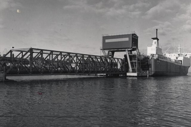 Fleetwood RoRo pictured in February 1986. At that time more than 50,000 vehicles had used the terminal since its inauguration in 1975