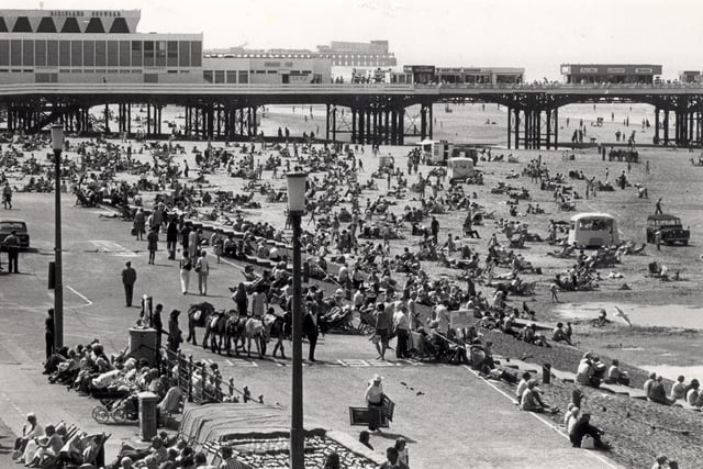 A scene of Blackpool beach in the middle of the most memorable heatwave on record in 1976