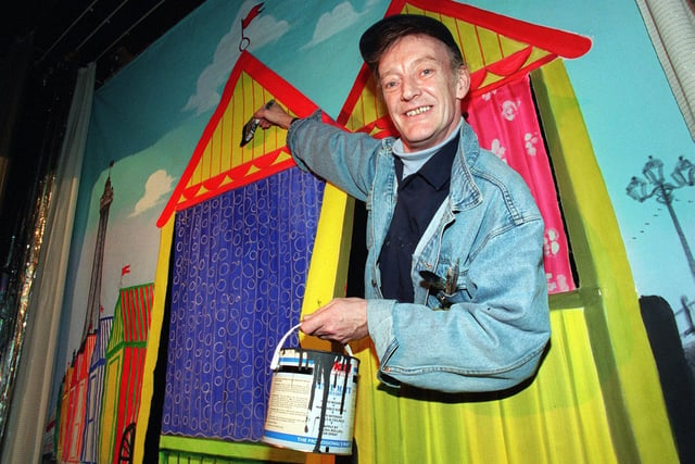 Eric Hamilton, at work on some of the scenery for the Music Hall Tavern  (Church Street, Blackpool) summer season