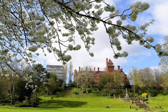 Spring has arrived with sunshine and blue skies in Preston's Avenham & Miller Parks this weekend