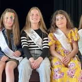 Poulton Gala Queen-elect Imogen Swarbrick (pictured in the black and white top) with some of her retinue of princesses at the fundraising event