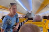 A Ryanair steward shocked passengers by ranting about the firm on the tannoy during a flight.