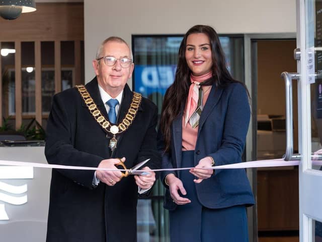 Mayor of Preston and Kate Bethell, Furness Branch Manager