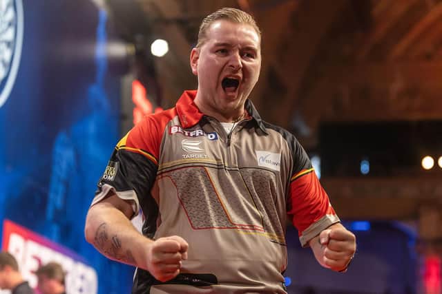 Dimitri Van den Bergh, the 2020 Betfred World Matchplay winner, held off Ross Smith for victory at Blackpool's Winter Gardens Picture: Taylor Lanning/PDC