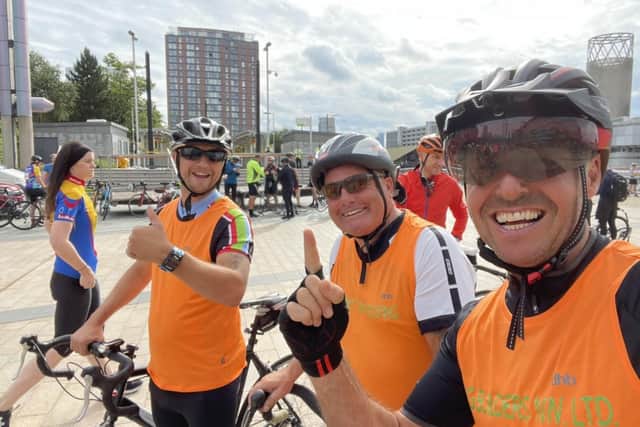 Nick Harper, Tommy Carney and Jon Nichol took part in the Manchester to Blackpool bike ride for Counselling In The Community